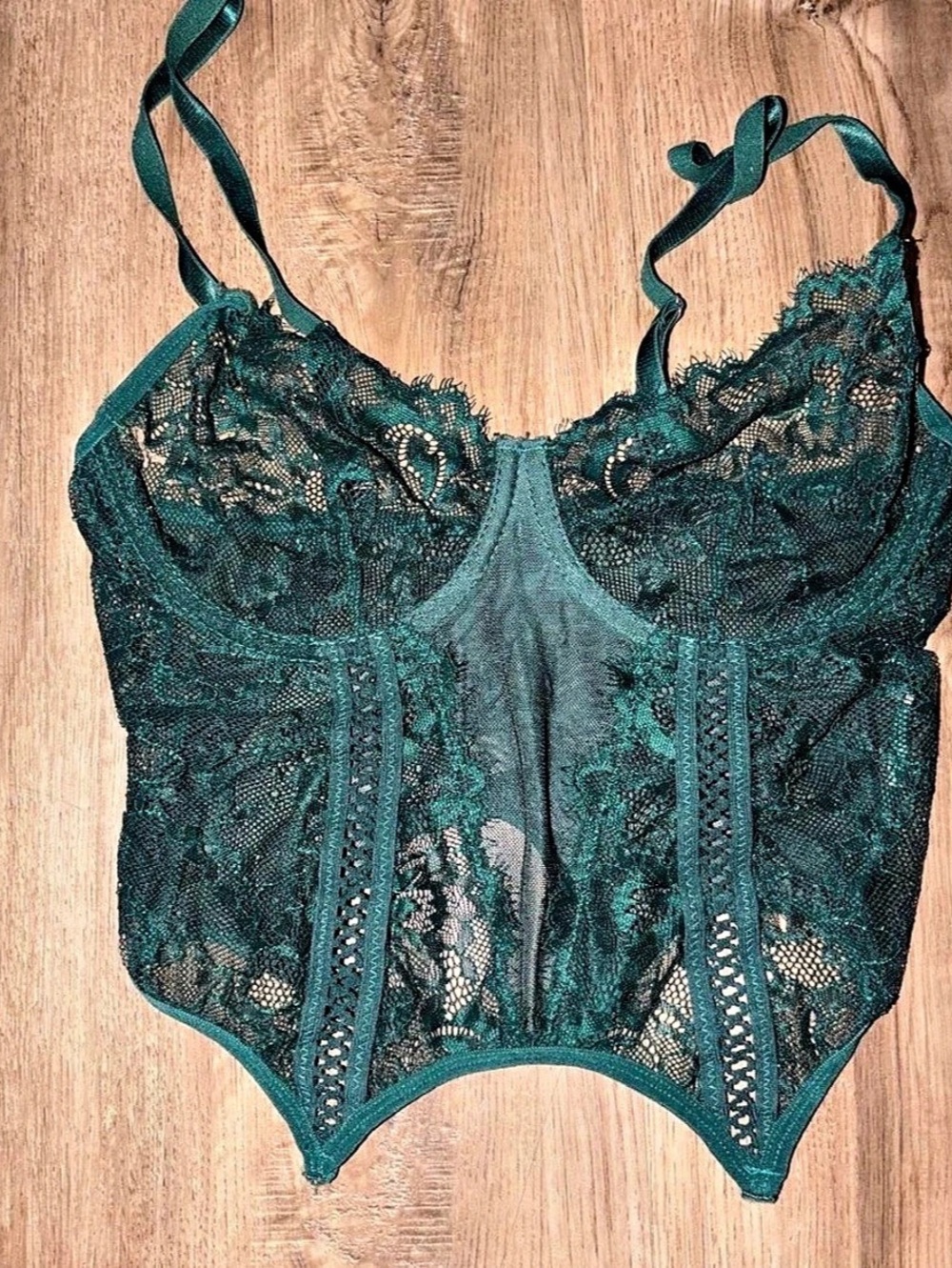 Garage Chrishell Lace Mesh Bustier Green